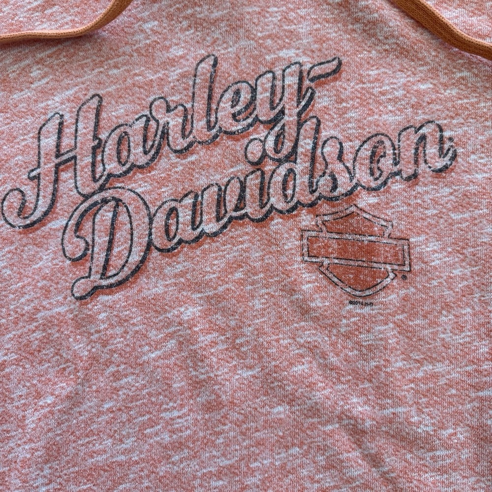 Harley Davidson Hoodie Sweatshirt Womens Medium Graphic Orange Cream Heather - Picture 2 of 8